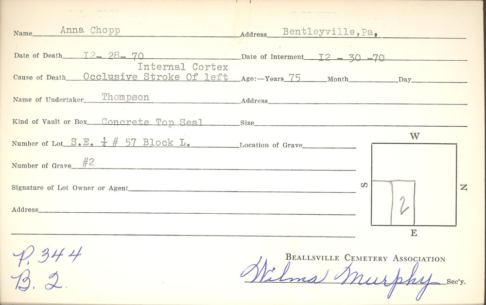 burial card
